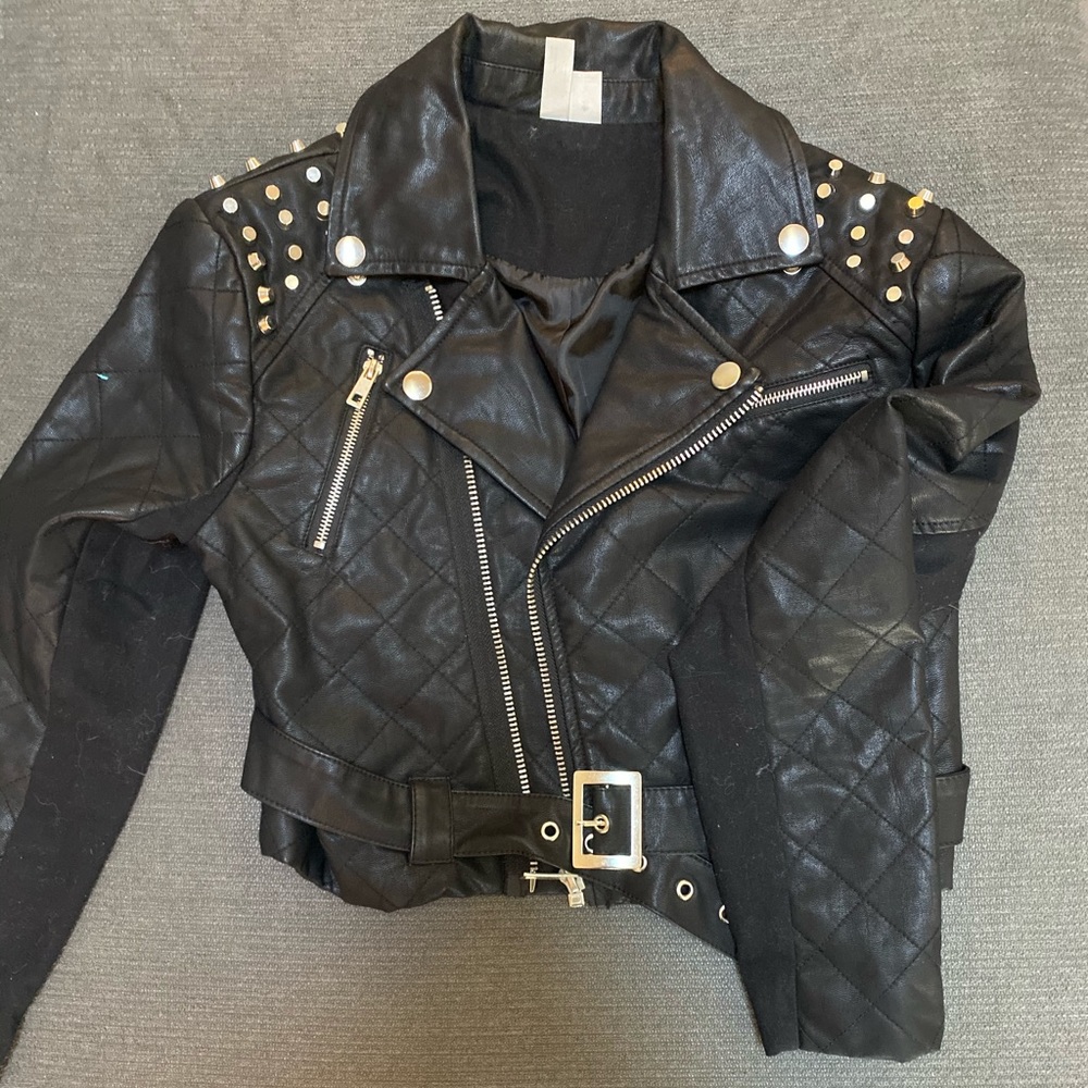 Cropped Studded Forever 21 Leather Jacket